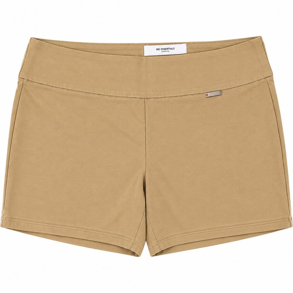INC International Concepts Tan Mid Rise Shorts Stretch Minimalist Chic NWT
